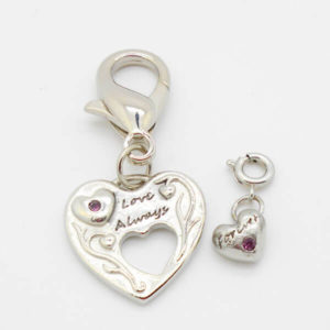 Adoption Month Love Heart Collar Charm (feb-amethyst)