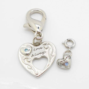 Adoption Month Love Heart Collar Charm (mar-aqua)