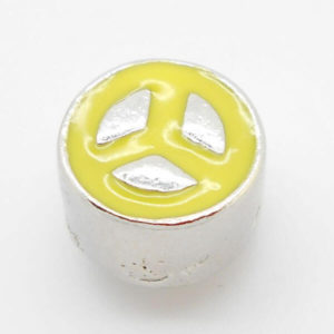 Color Enamel Peace Sign Jewel Charm (Yellow)