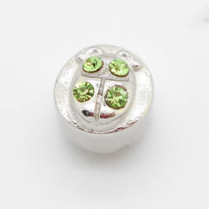 Lucky Lady Bug Jewel Charm (Light-Green Crystal)