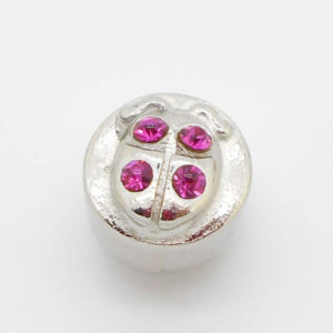 Lucky Lady Bug Jewel Charm (Pink Crystal)